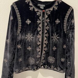 Christian Siriano Black and Silver Embroidered Blazer